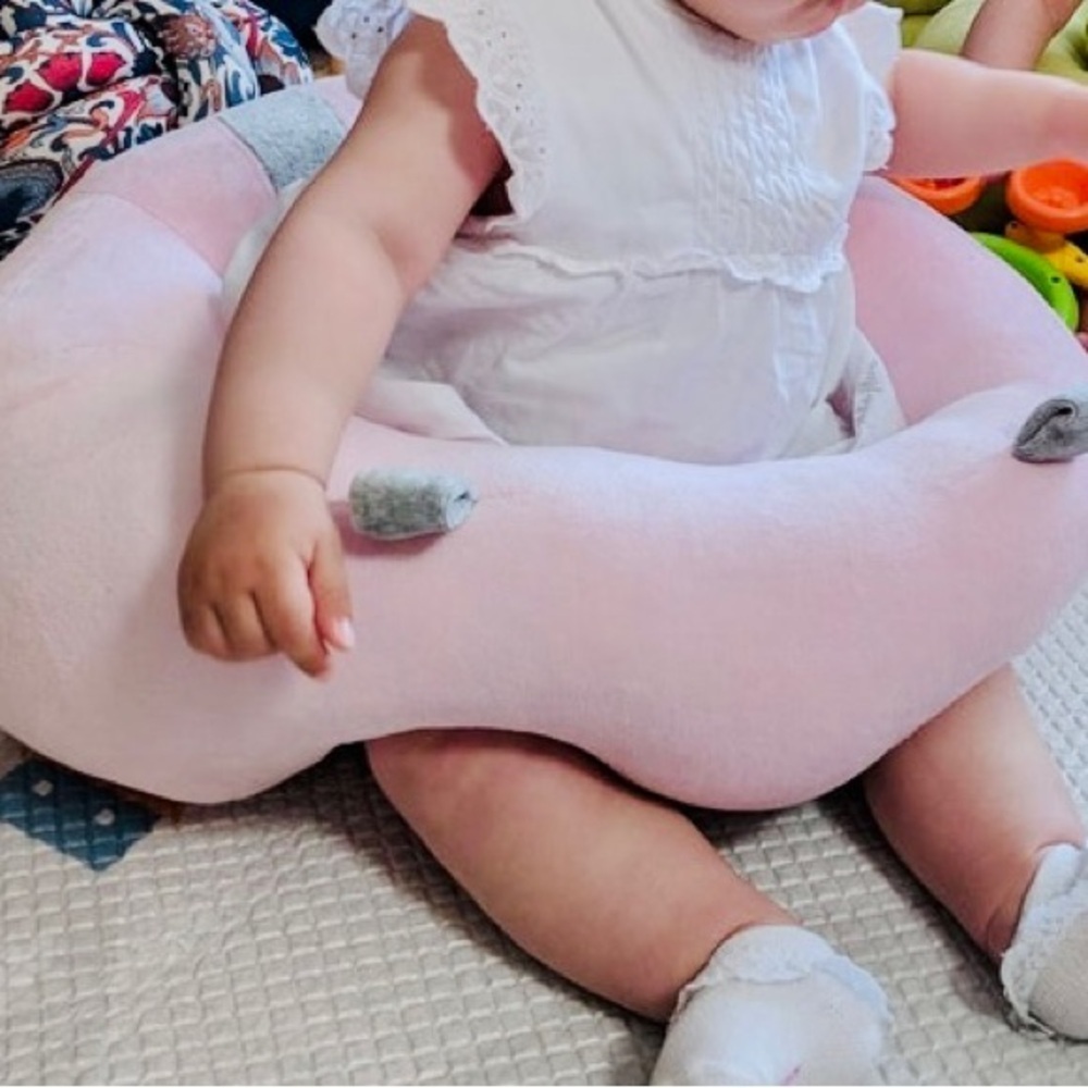 Adorable Baby Girl sitting support cushion pillow, baby armchair